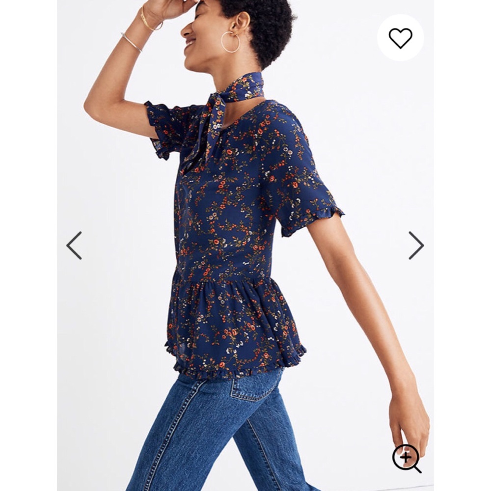 Madewell Silk Stanza Top In Moonless Floral